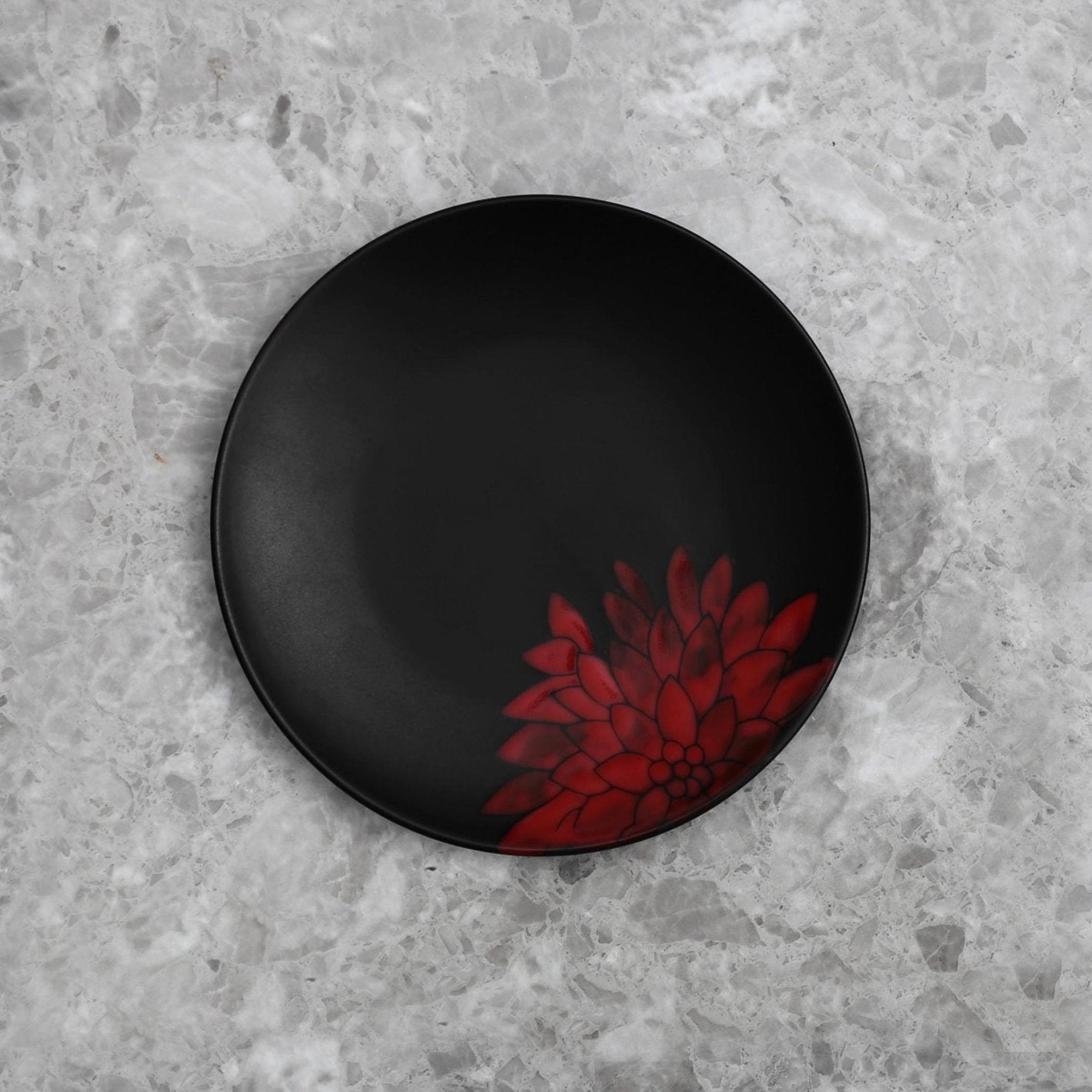 Floral Black Stoneware Side Plate