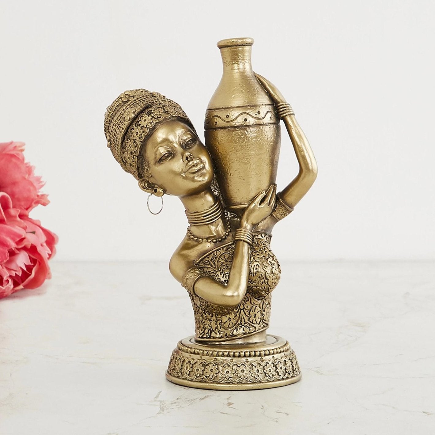 Golden African Lady Polyresin Figurine Online