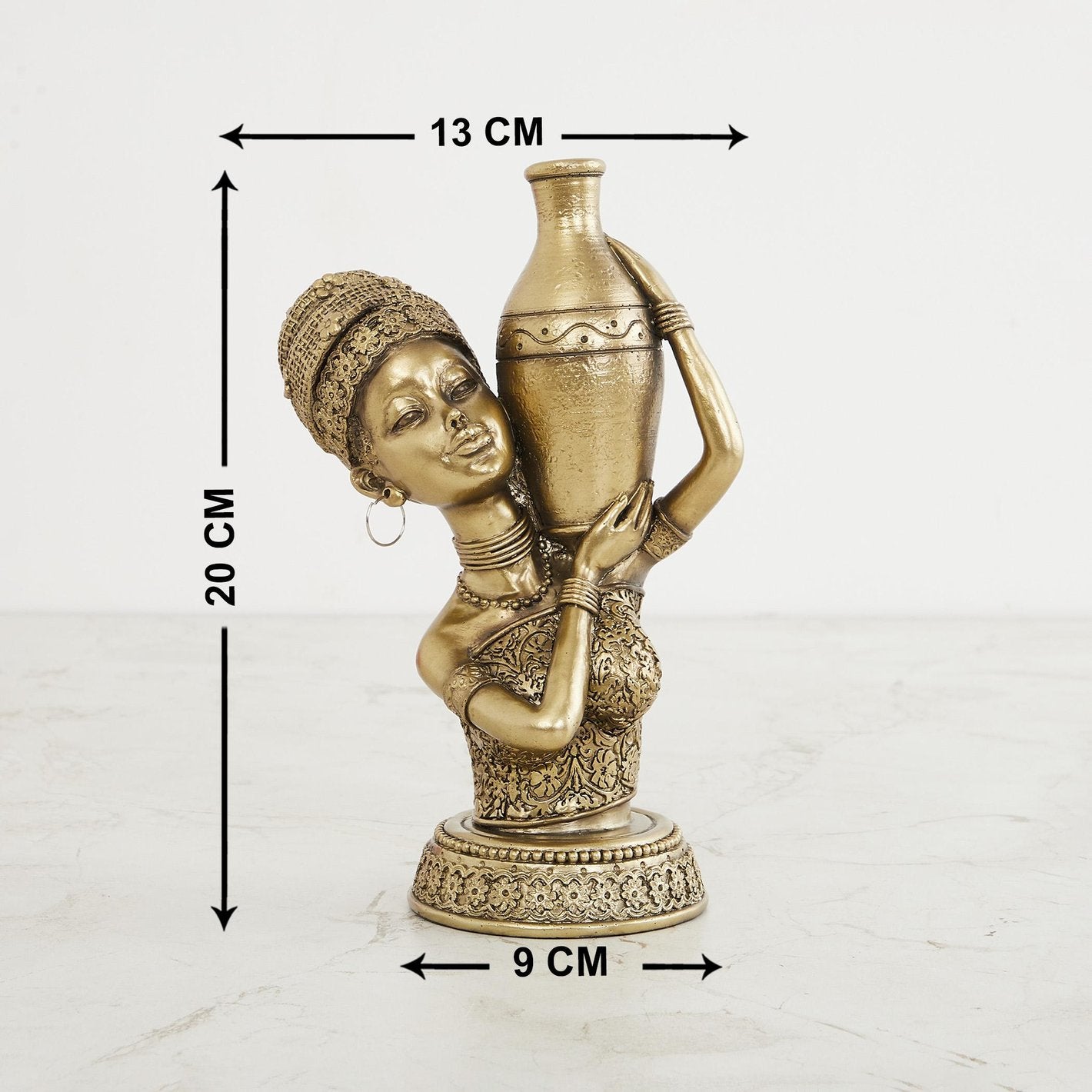 Golden African Lady Polyresin Figurine