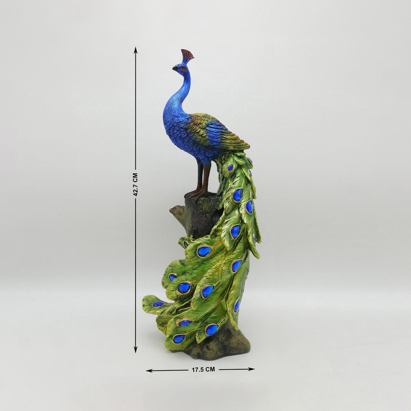 Colourful Peacock Polyresin Figurine