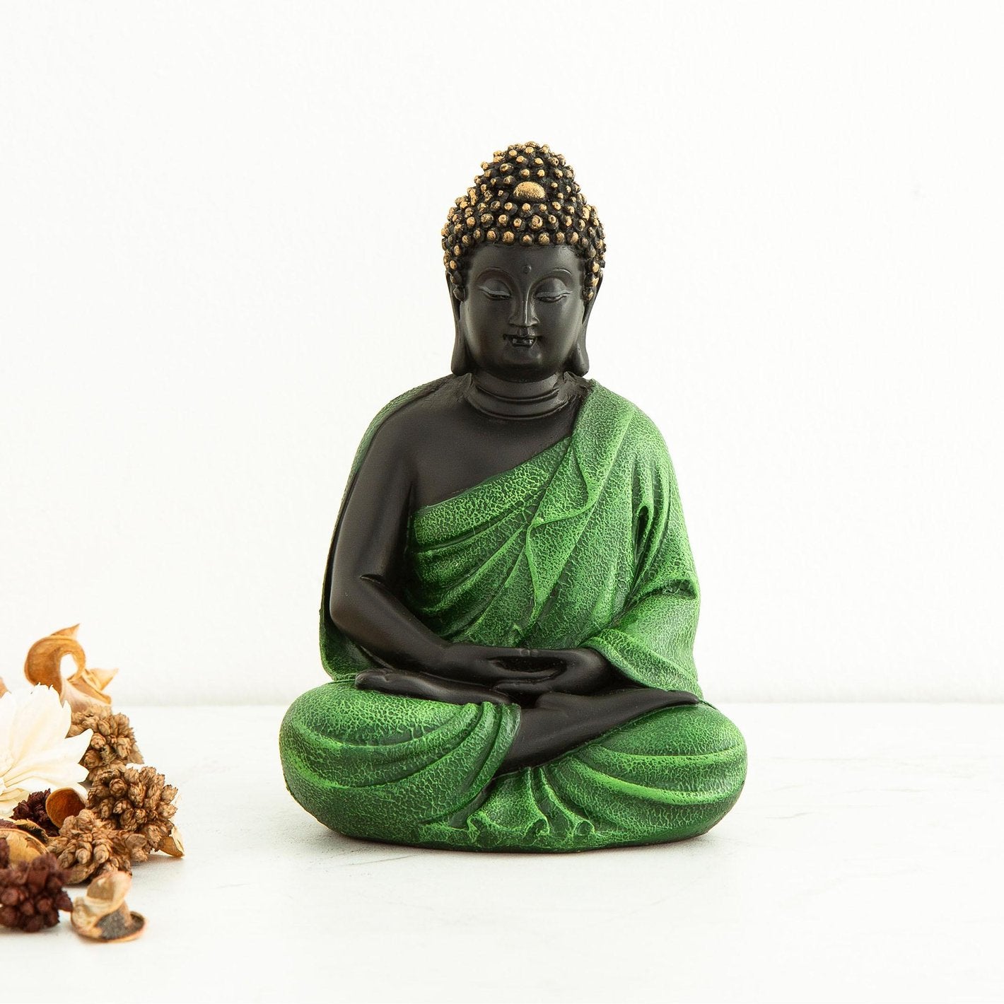 Green Sitting Buddha Figurine