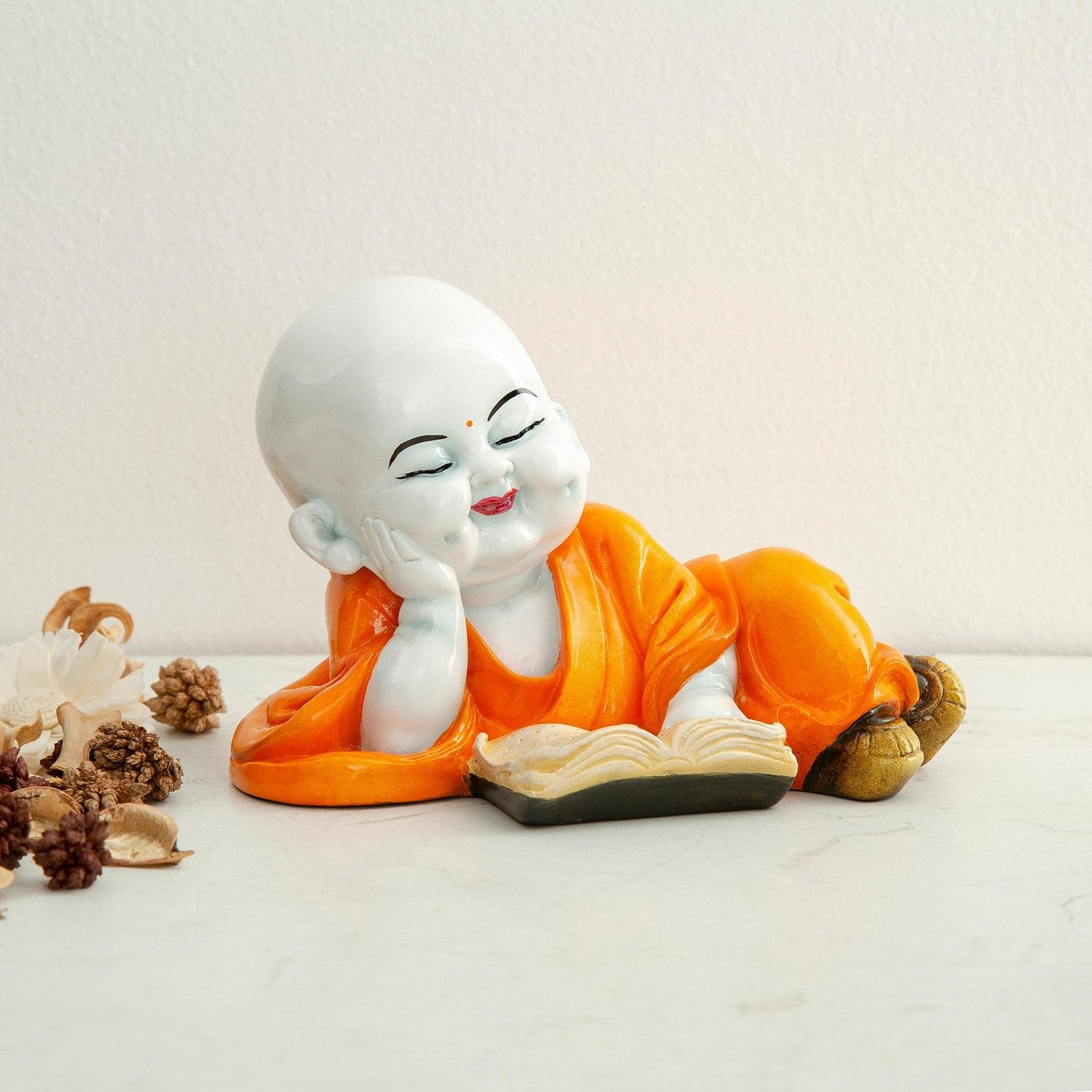 Orange Monk Statue Figurine