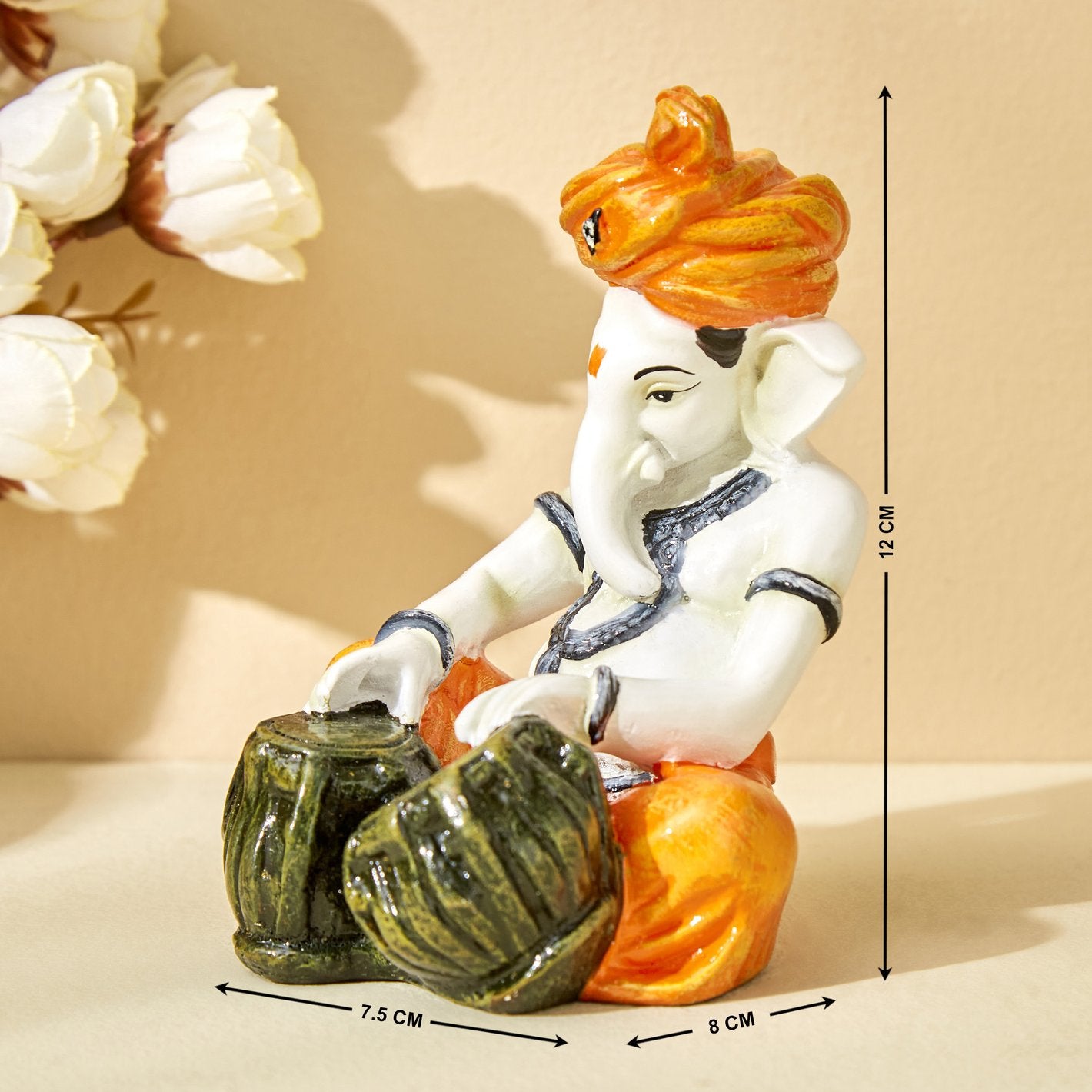 Lord Ganesha Idol Playing Tabla Figurine