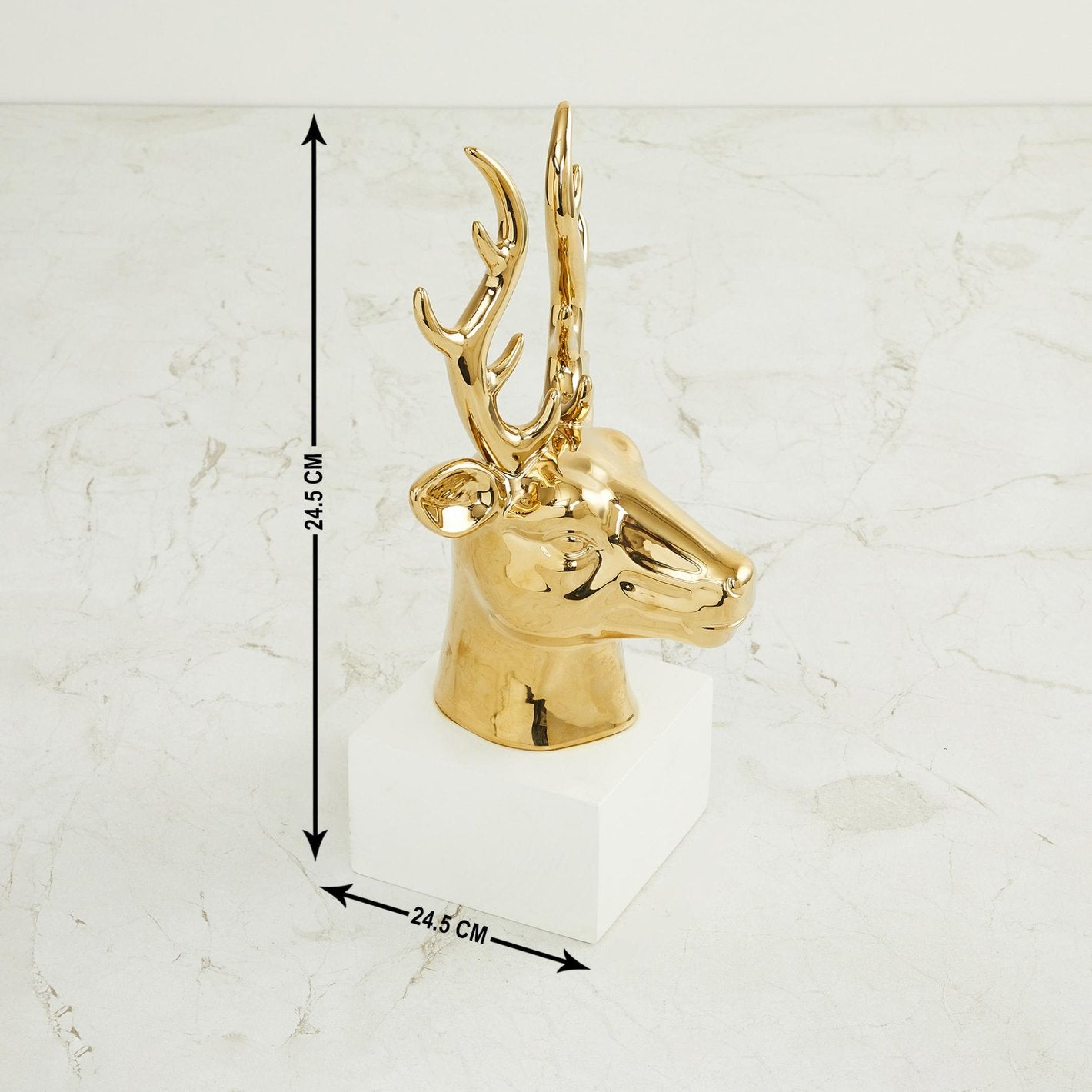 Golden Ceremic Reindeer Figurine