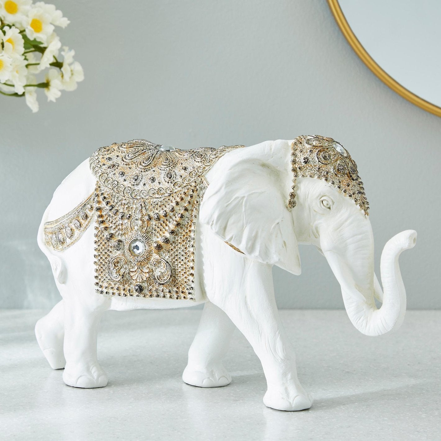 White Walking Elephant Statue Figurine Online