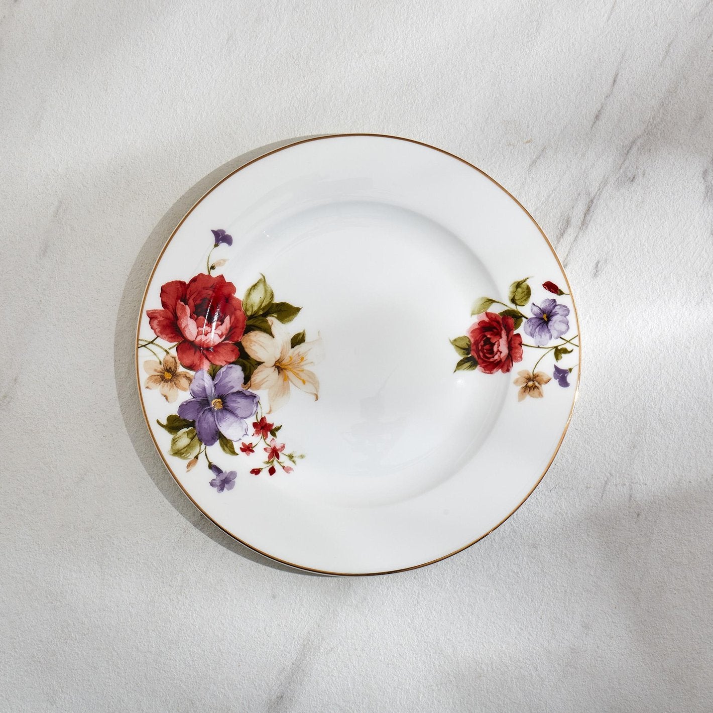 White Floral Bone China Side Plate