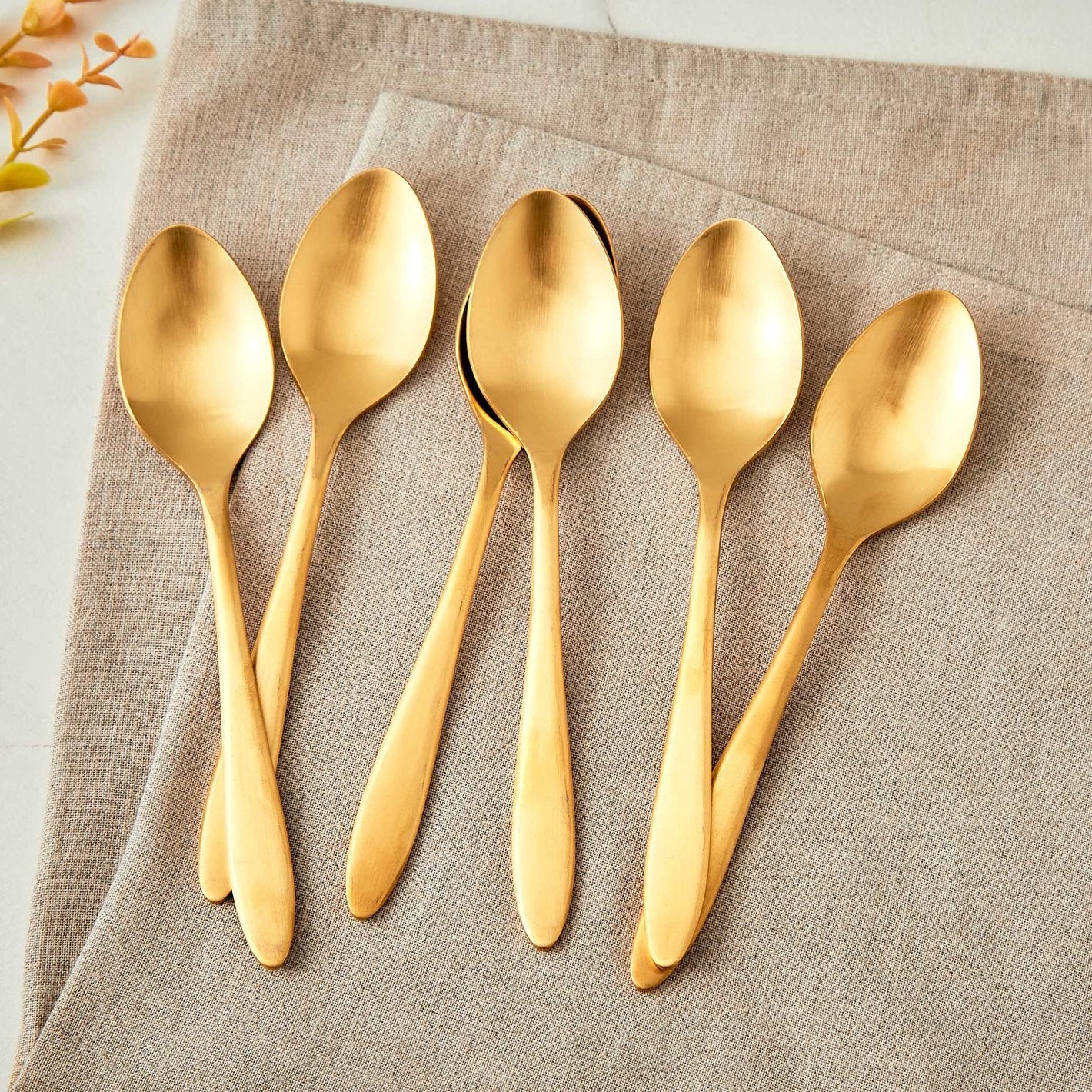 Stainless Steel Golden Spoons Set of 6