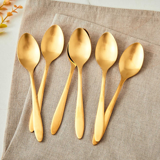 Stainless Steel Golden Spoons Set of 6