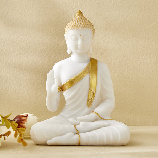 White Sitting Buddha Statue Figurine