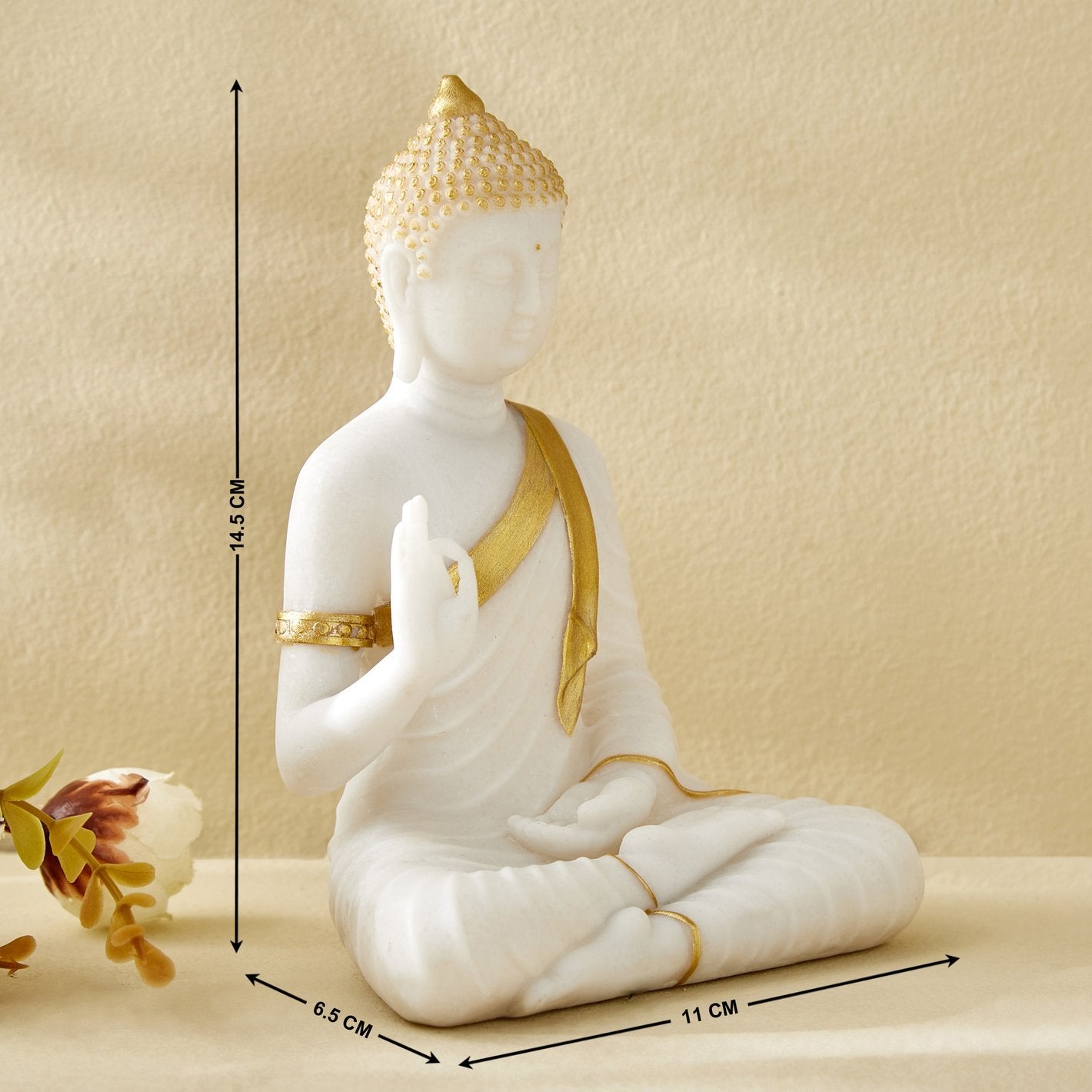 White Sitting Buddha Statue Figurine