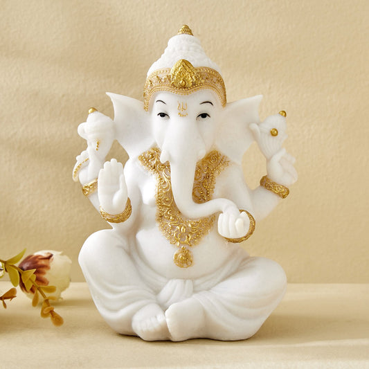 White Lord Ganesha Statue Figurine