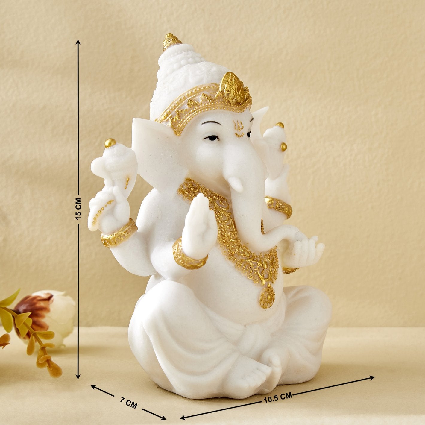 White Lord Ganesha Statue Figurine