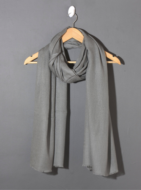 Grey Solid Pashmina Shawl