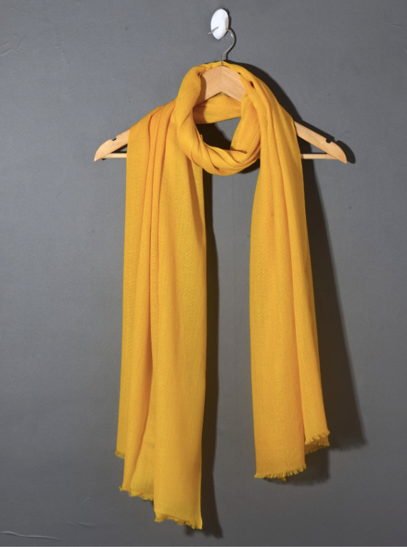 Womens Bright Yellow Solid Pashmina Shawl