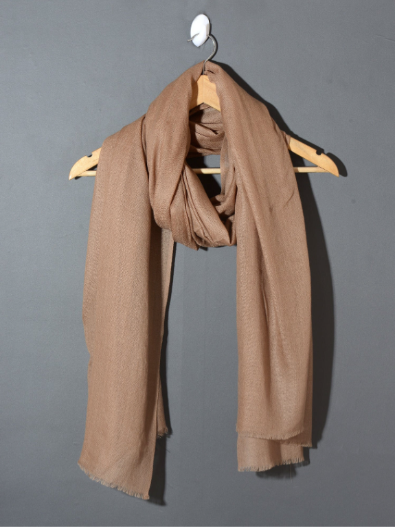 Luxury Light Brown Solid Pashmina Shawl