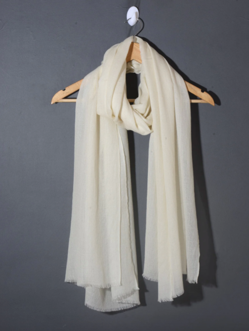 White Solid Pashmina Shawl