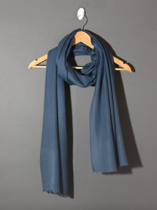 Luxury Steel Blue Solid Pashmina Shawl