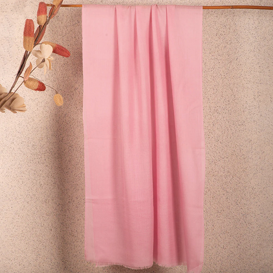 Womens Rose Pink Solid Pashmina Shawl