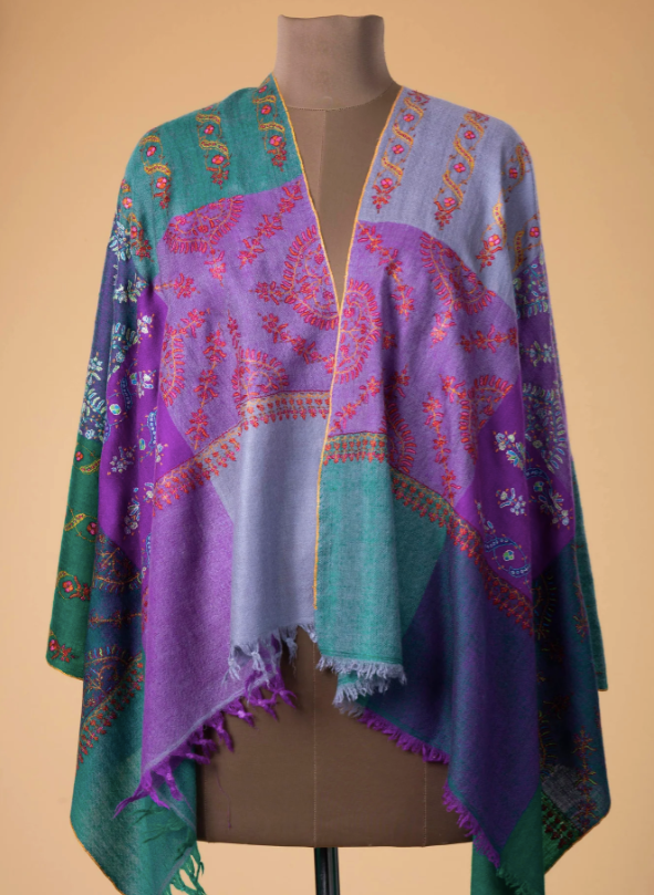 Luxury Multicolored Embroidered Pashmina Shawl