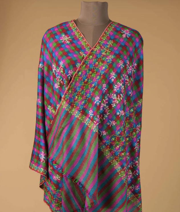 Multicolored Sozni Embroidered Pashmina Shawl